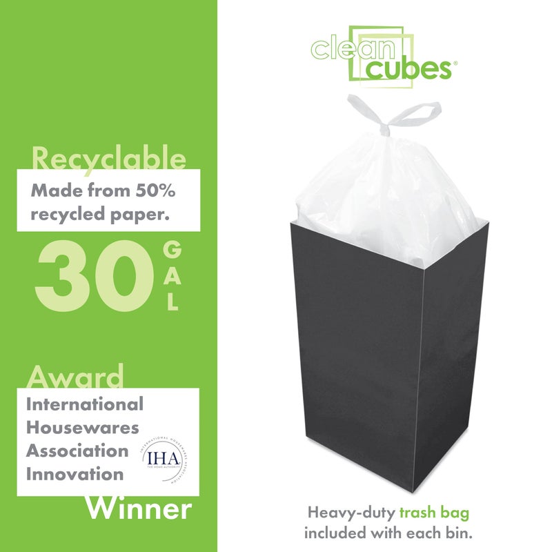 Clean Cubes 30 Gallon Disposable Pop-Up Trash Cans (3-Pack) with Fitted Bags â€“ Foldable Garbage & Recycling Bins for Parties, Events & Kitchen (Trellis, 30" H x 14" W x 17" D) - Image 4